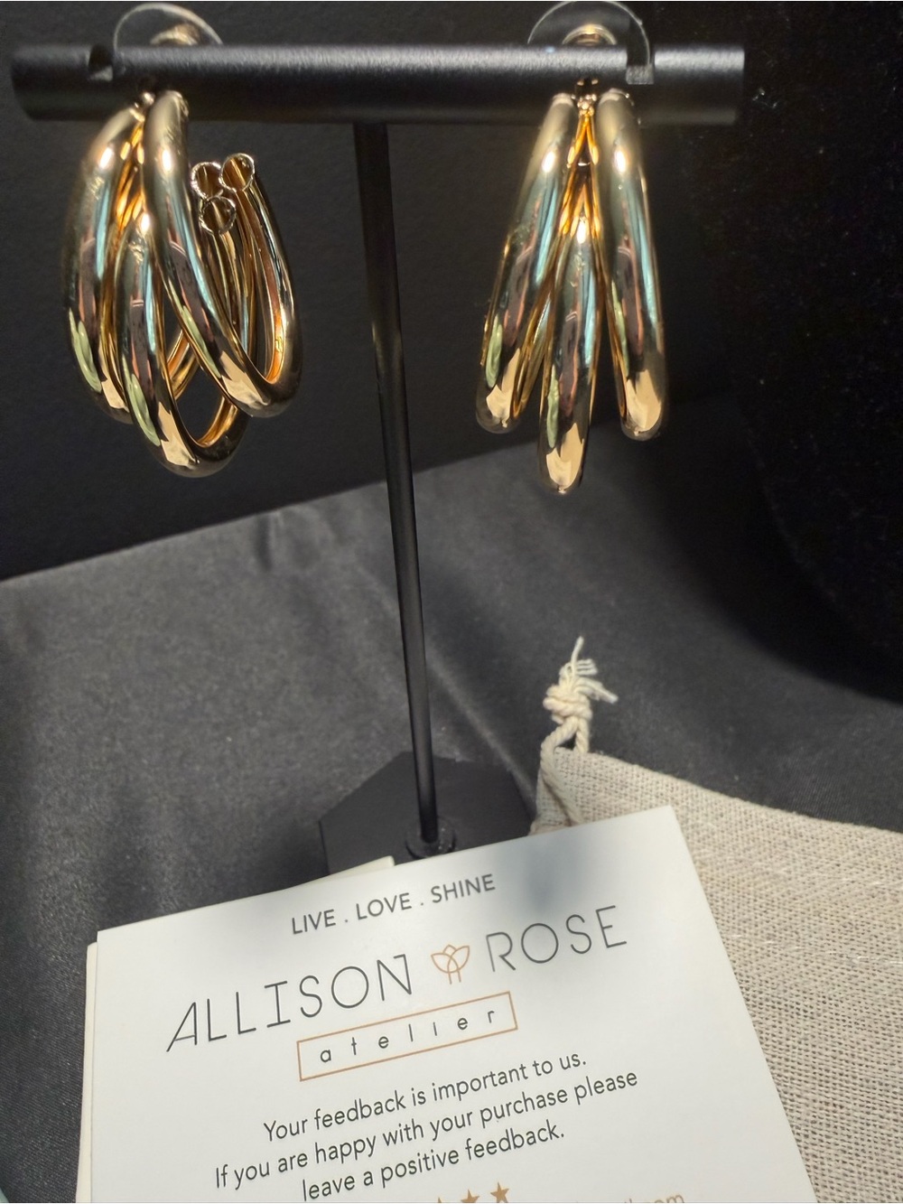 Alison Rose Gold-Tone Multi-Hoop Earrings and Dusty. NEW